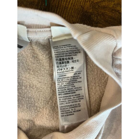Levi's Women's Cropped Sweatshirt Pink Blue Logo Size M Long Sleeve Casual - Picture 4 of 5